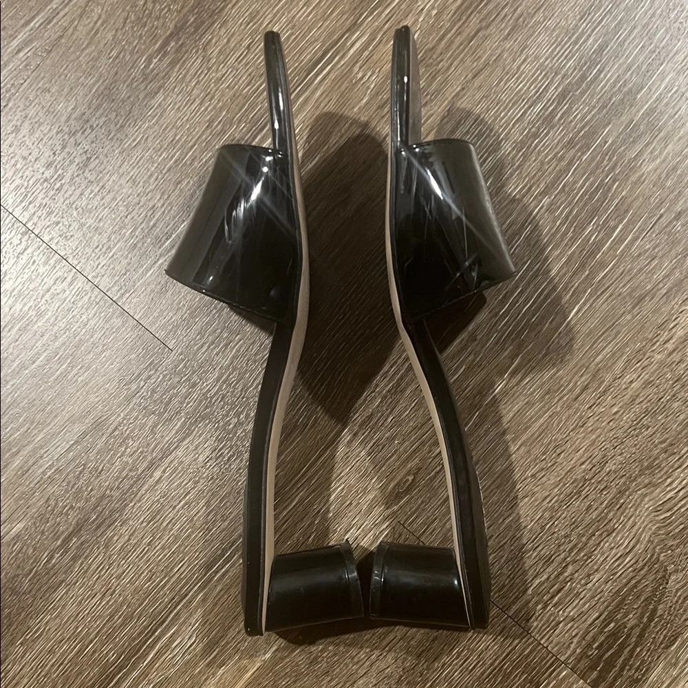 Nine West Black Patent Slide Sandals - Picture 2 of 3